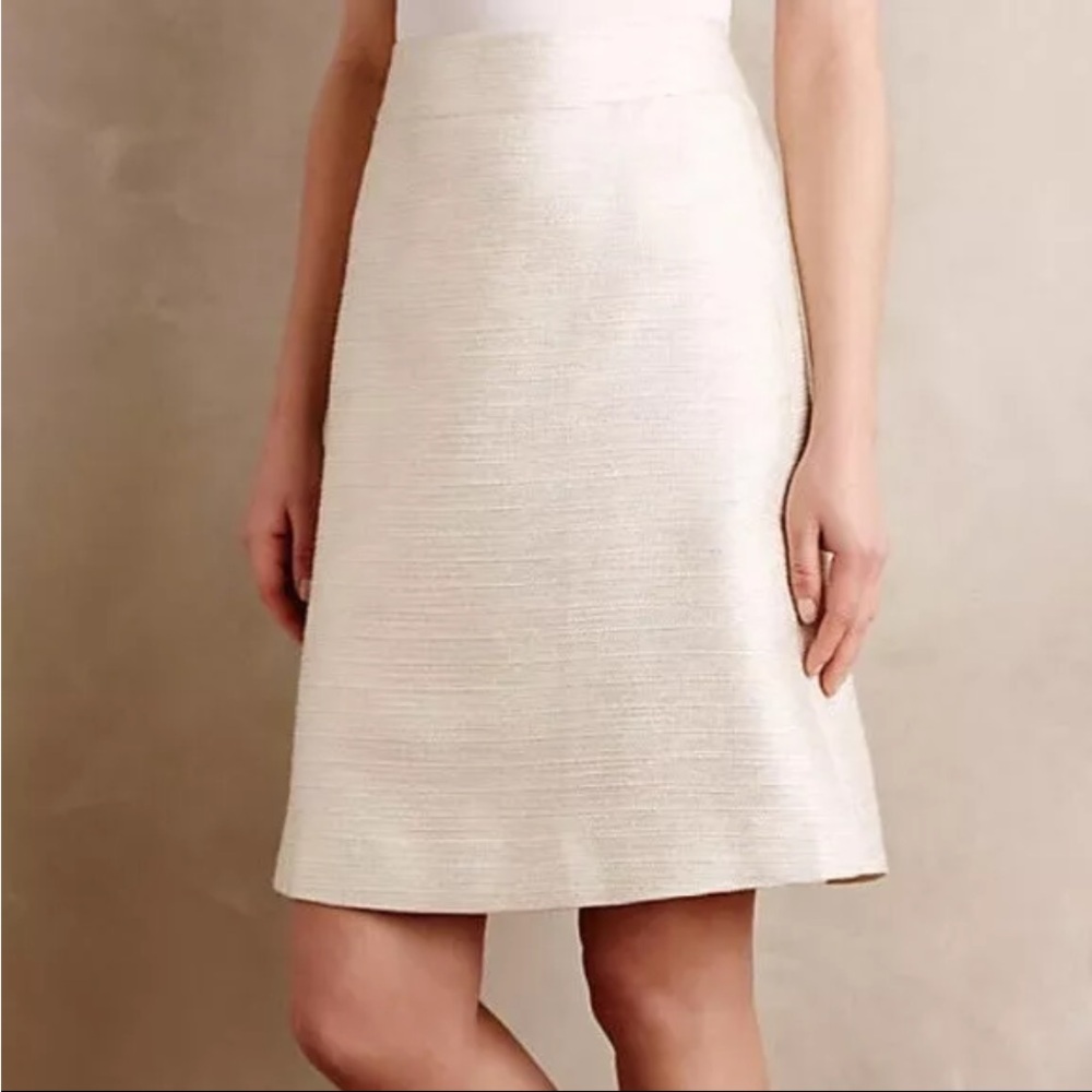 New (NWOT) Paper Crown Antropologie A-Line Gold Metallic Skirt Size 10P